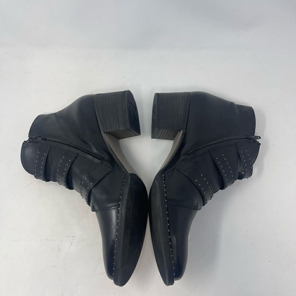Paul Green Black Leather Soho Moto Studded Triple Strap Buckle Ankle Boots 7.5 - Picture 2 of 8